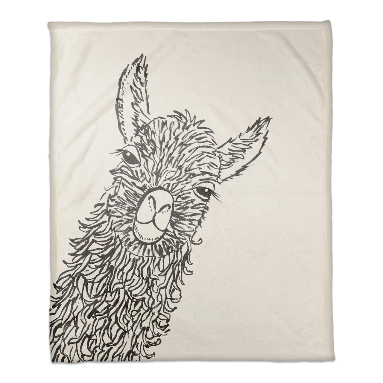 50" x 60" Sketch Llama Sweet Cheeks Coral Fleece Blanket